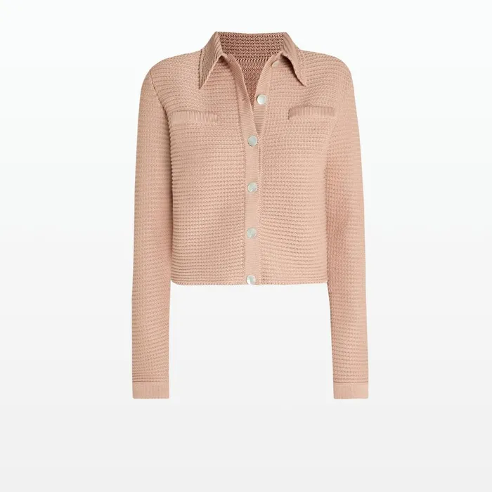 Safiyaa Artemis Old Rose Crochet Jacket Women Knitwear