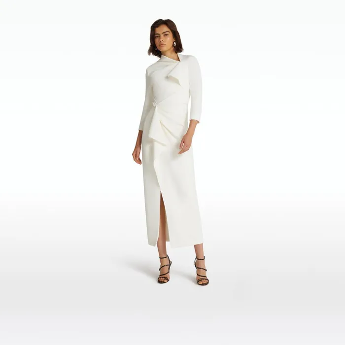 Safiyaa Avery Ivory Midi Dress Women Dresses