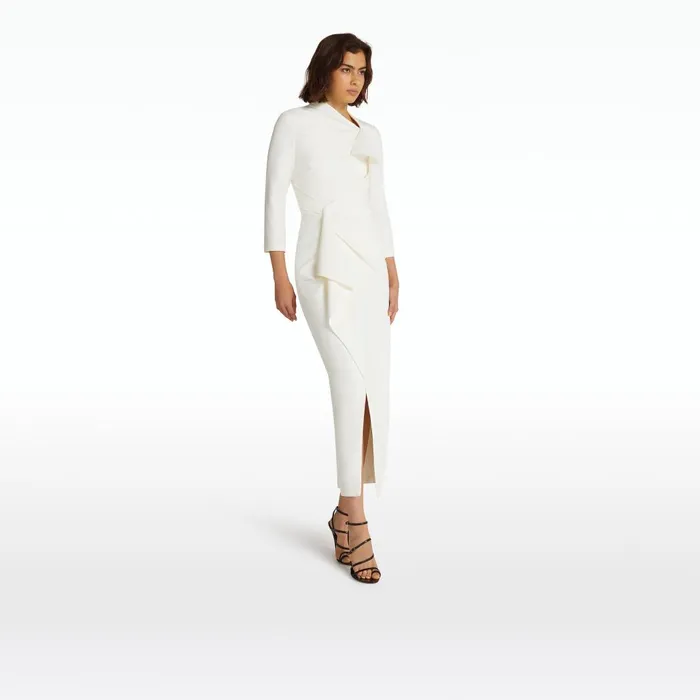 Safiyaa Avery Ivory Midi Dress Women Dresses