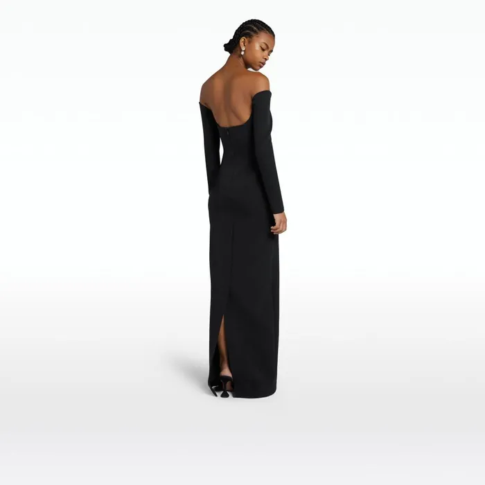Safiyaa Bessy Black Long Dress Women Dresses