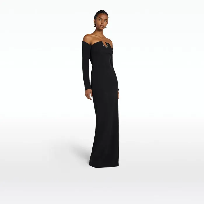 Safiyaa Bessy Black Long Dress Women Dresses