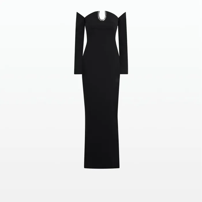 Safiyaa Bessy Black Long Dress Women Dresses
