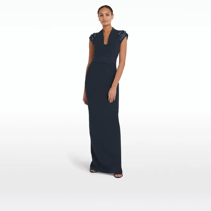 Safiyaa Dana Midnight Navy Long Dress Women Dresses