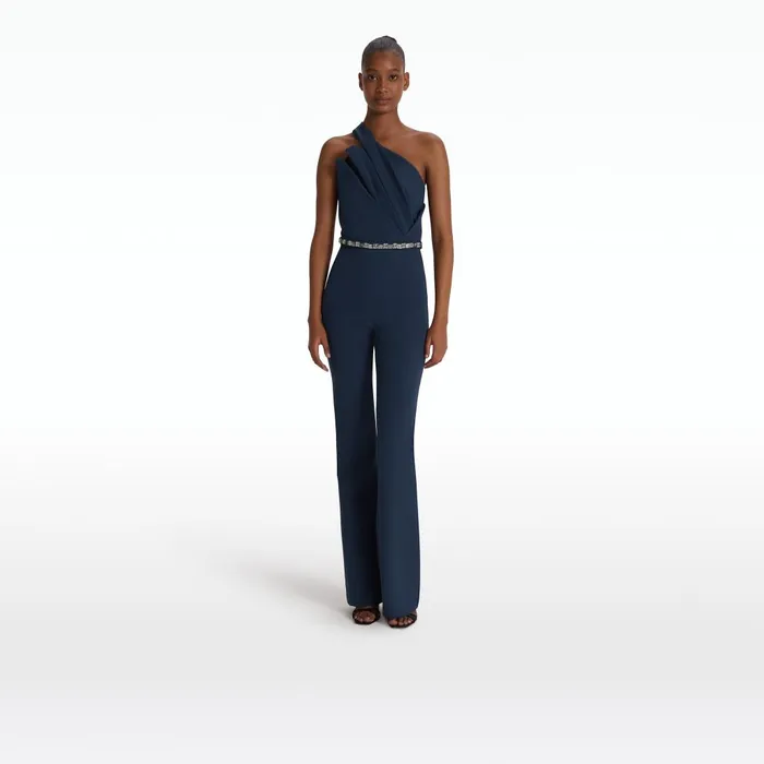 Safiyaa Dreida Moonlit Ocean Jumpsuit With Embroidered Belt Women Jumpsuits
