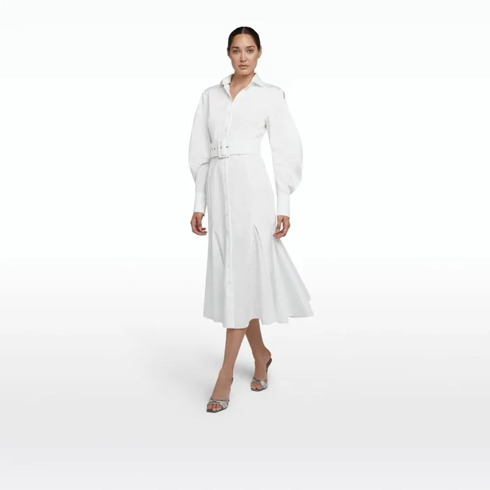 Safiyaa Evie Ivory Cotton Midi Dress Women Dresses