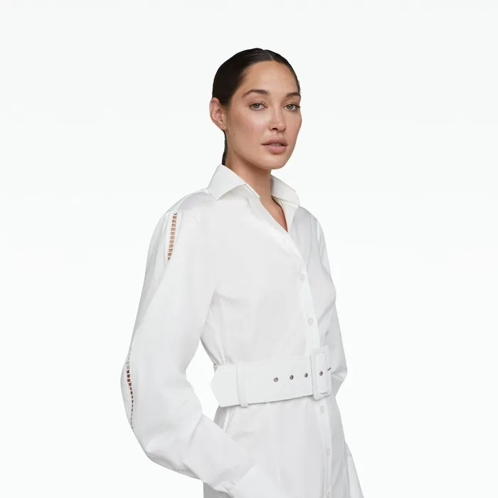Safiyaa Evie Ivory Cotton Midi Dress Women Dresses