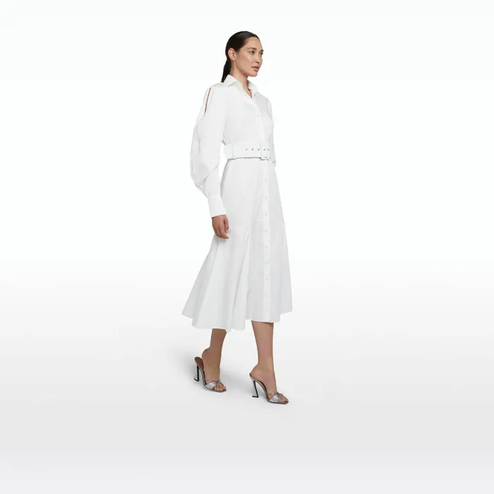 Safiyaa Evie Ivory Cotton Midi Dress Women Dresses