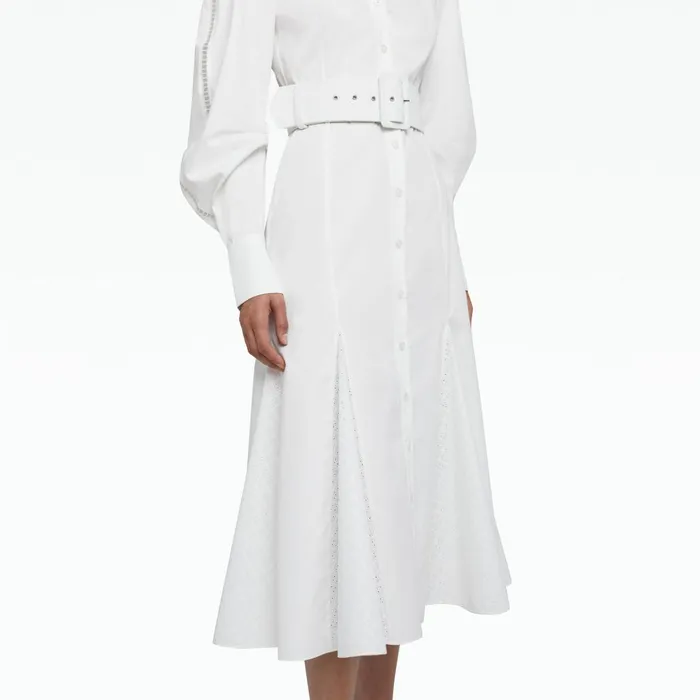 Safiyaa Evie Ivory Cotton Midi Dress Women Dresses