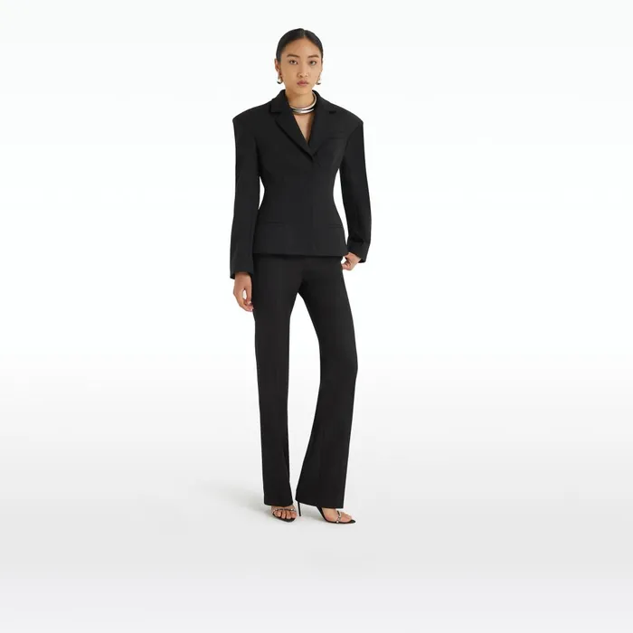 Safiyaa Goldie Black Wool Trousers Women Trousers