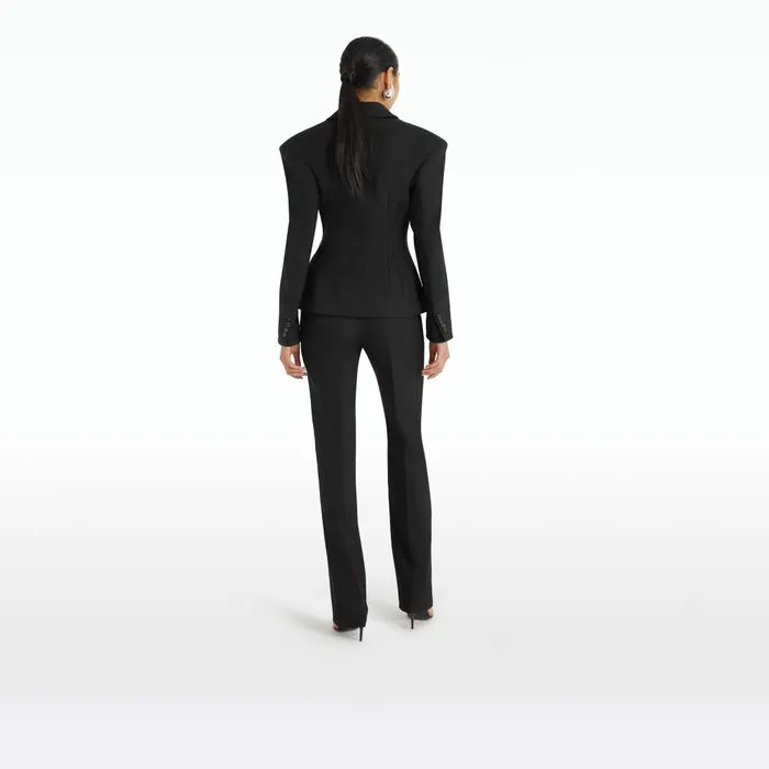 Safiyaa Goldie Black Wool Trousers Women Trousers