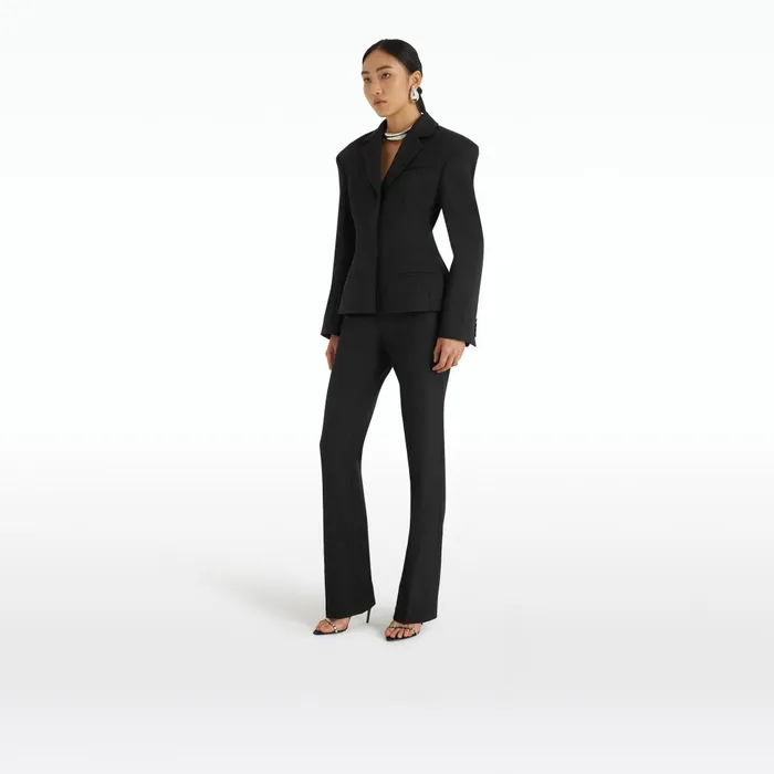 Safiyaa Goldie Black Wool Trousers Women Trousers