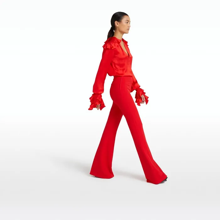 Safiyaa Halluana Cherry Red Trousers Women Trousers
