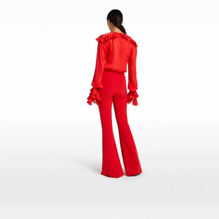 Safiyaa Halluana Cherry Red Trousers Women Trousers