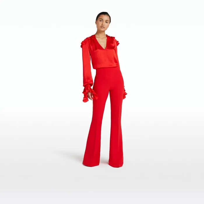 Safiyaa Halluana Cherry Red Trousers Women Trousers