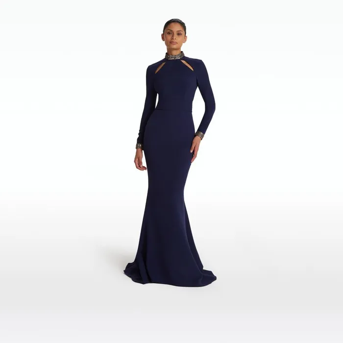 Safiyaa Kamala Azurite Blue Long Dress Women Dresses