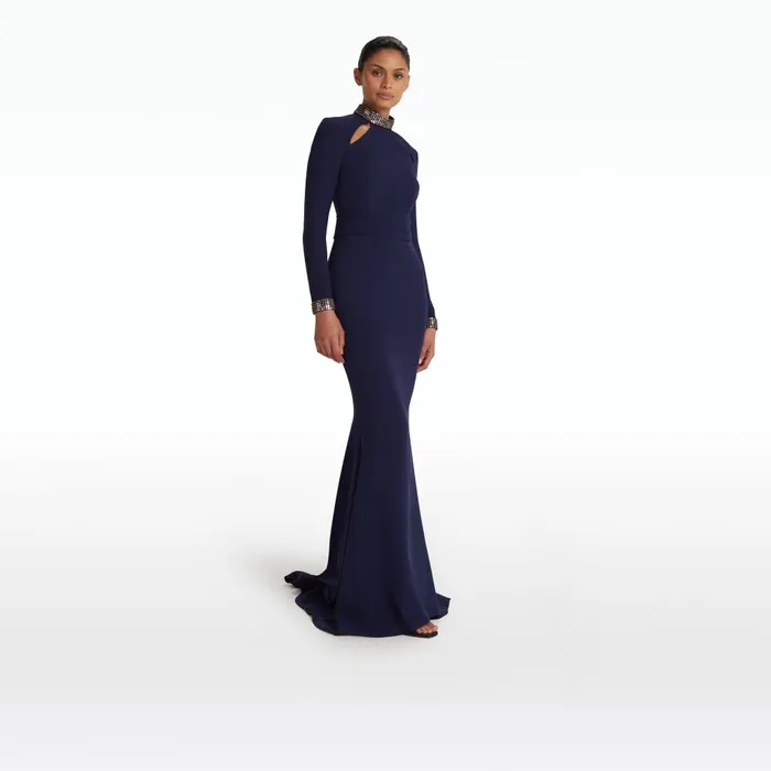 Safiyaa Kamala Azurite Blue Long Dress Women Dresses