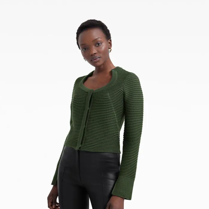 Safiyaa Karlotta Olive Crochet Jacket Women Knitwear