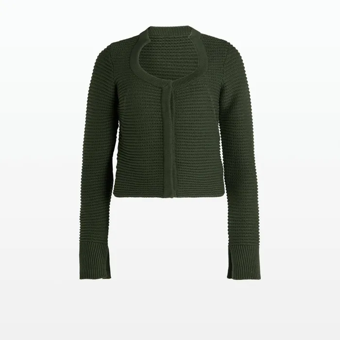 Safiyaa Karlotta Olive Crochet Jacket Women Knitwear
