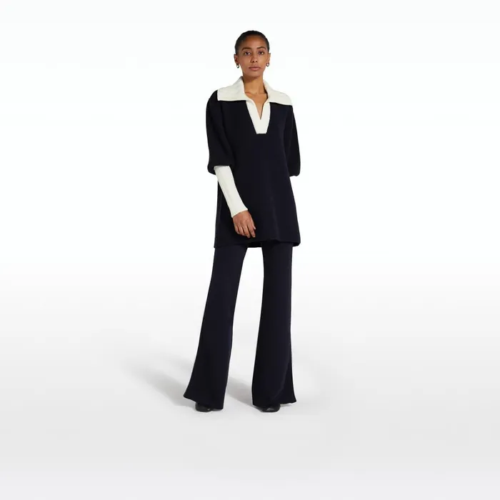 Safiyaa Leonie Navy and Ivory Knit Women Tops