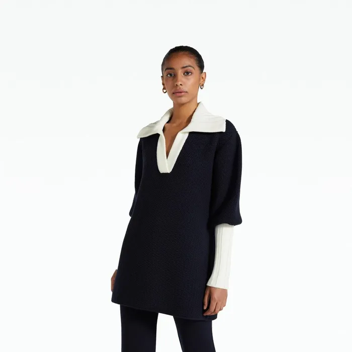 Safiyaa Leonie Navy and Ivory Knit Women Tops