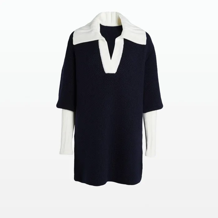 Safiyaa Leonie Navy and Ivory Knit Women Tops