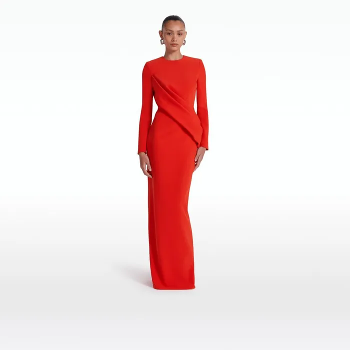Safiyaa Louna Scarlet Red Long Dress Women Dresses