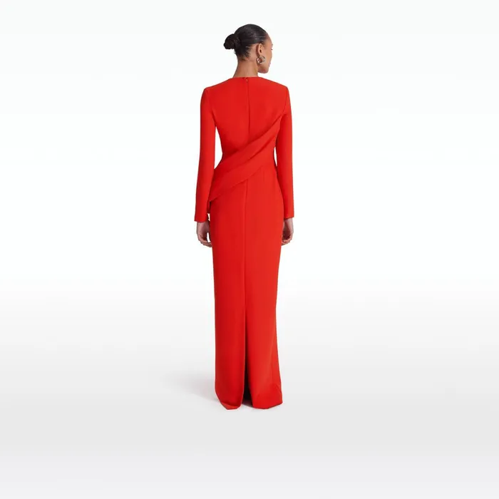 Safiyaa Louna Scarlet Red Long Dress Women Dresses