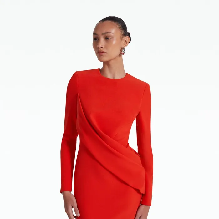 Safiyaa Louna Scarlet Red Long Dress Women Dresses