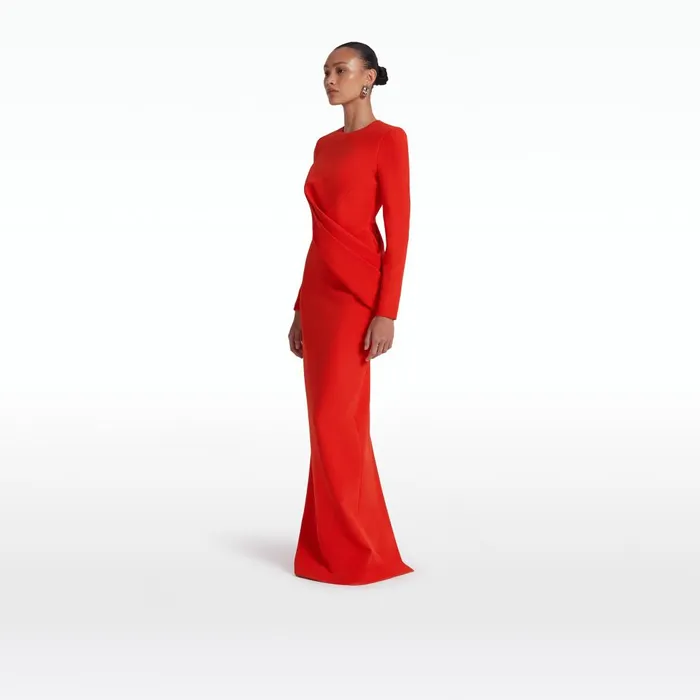 Safiyaa Louna Scarlet Red Long Dress Women Dresses