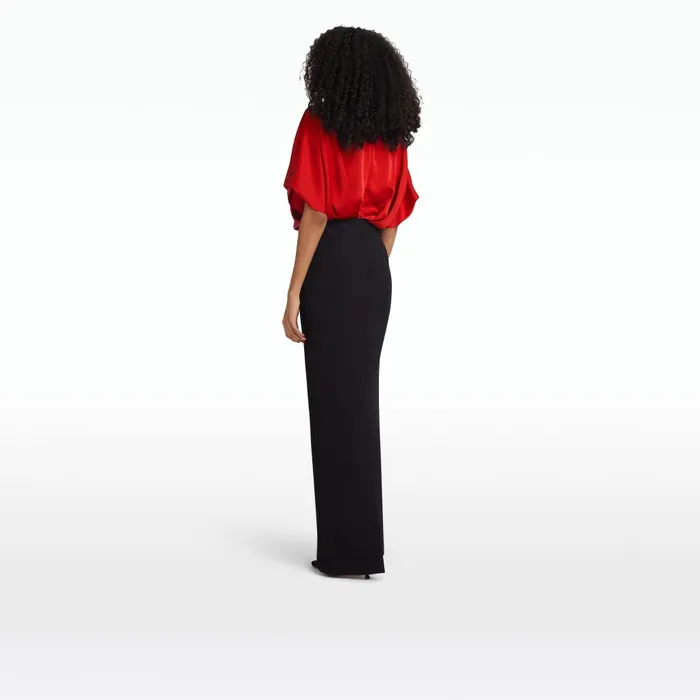 Safiyaa Lucinda Black and Cherry Red Long Dress Women Dresses