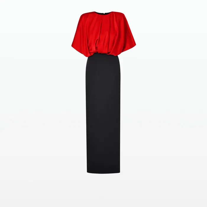 Safiyaa Lucinda Black and Cherry Red Long Dress Women Dresses