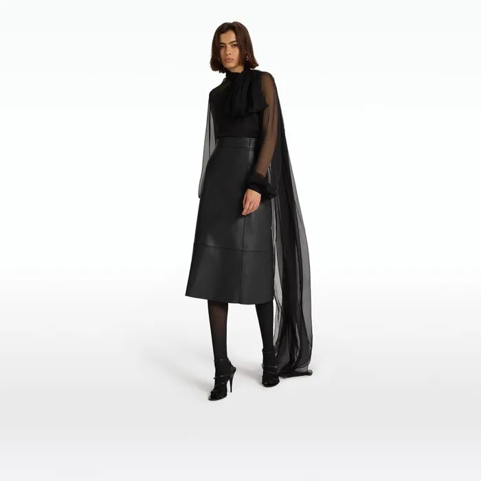 Safiyaa Mathilde Black Vegan Leather Skirt Women Skirts