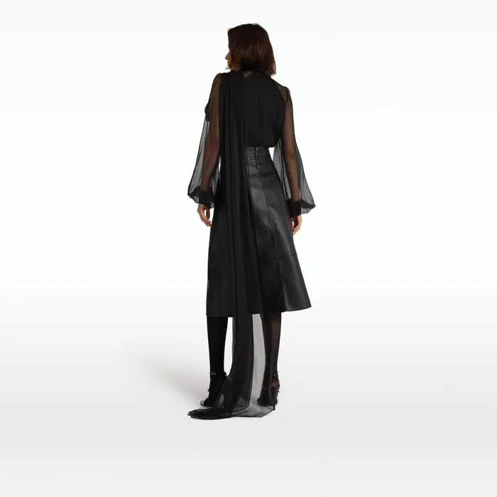 Safiyaa Mathilde Black Vegan Leather Skirt Women Skirts