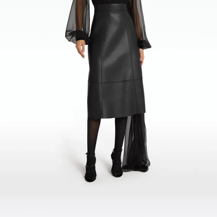 Safiyaa Mathilde Black Vegan Leather Skirt Women Skirts