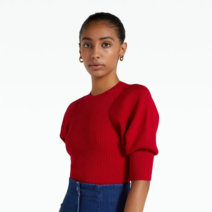 Safiyaa Paula Azalea Red Knit Women Tops