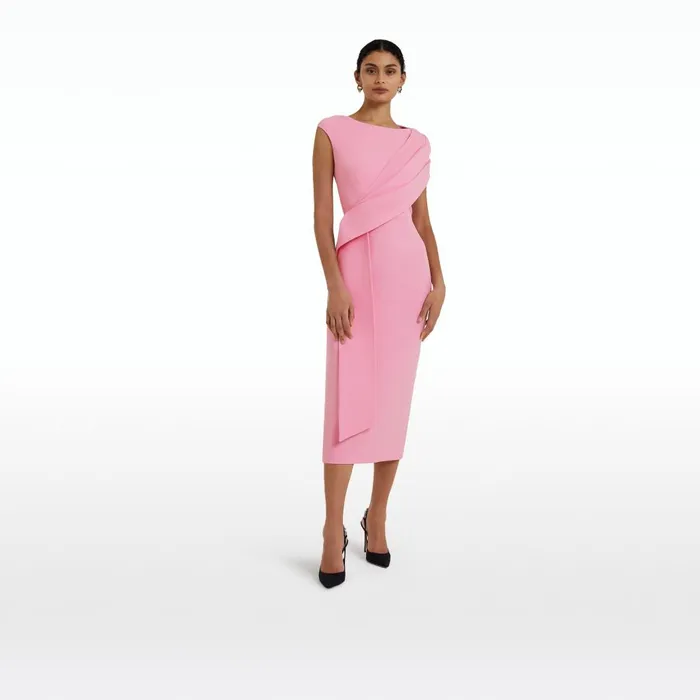 Safiyaa Regina Begonia Pink Midi Dress Women Dresses