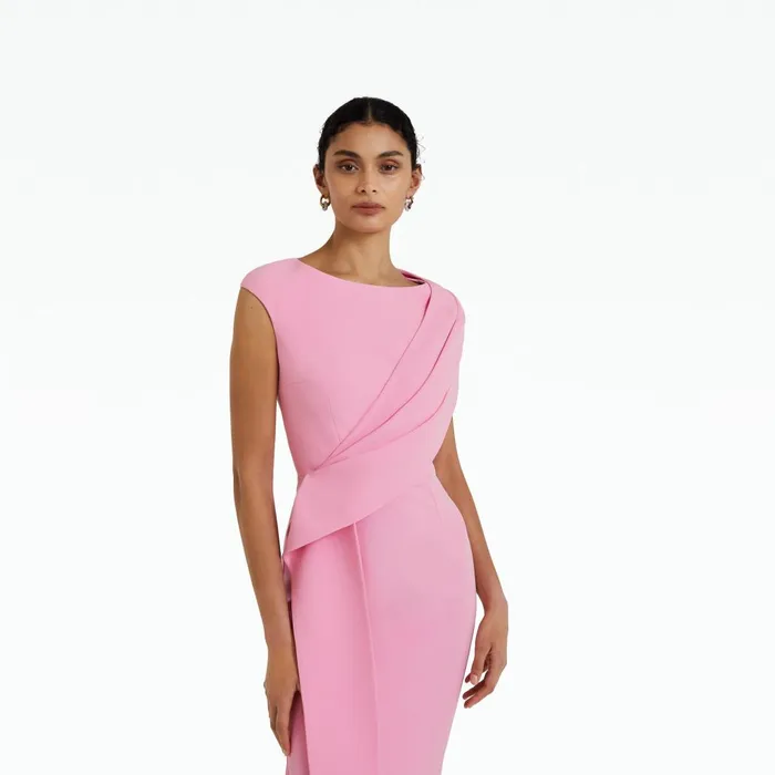 Safiyaa Regina Begonia Pink Midi Dress Women Dresses