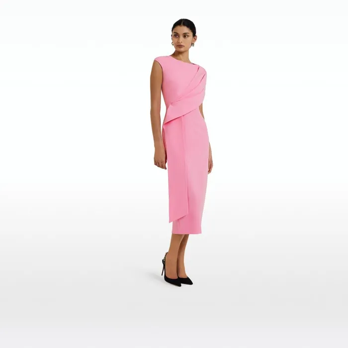 Safiyaa Regina Begonia Pink Midi Dress Women Dresses