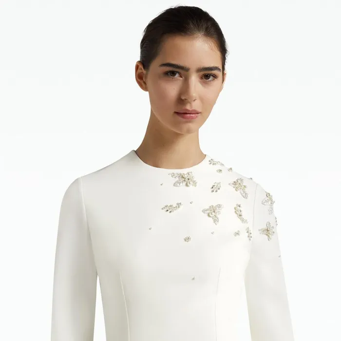 Safiyaa Rena Ivory Feathertrimmed Short Dress Women Dresses