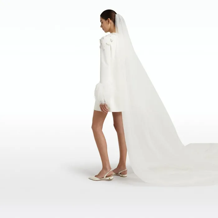 Safiyaa Rena Ivory Feathertrimmed Short Dress Women Dresses