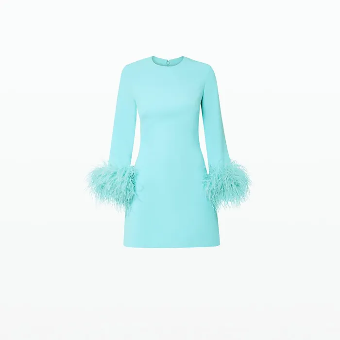 Safiyaa Rena Positano FeatherTrimmed Short Dress Women Dresses