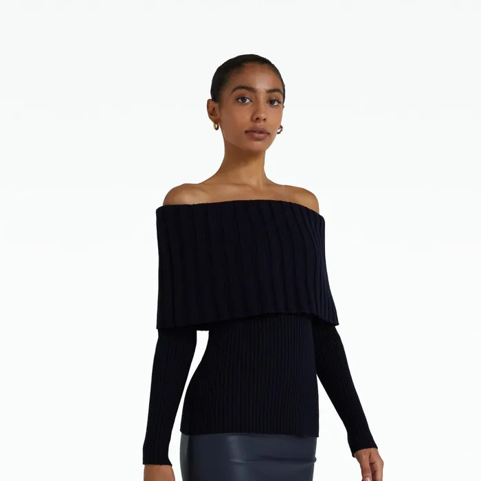 Safiyaa Risetta Navy Knit Women Knitwear