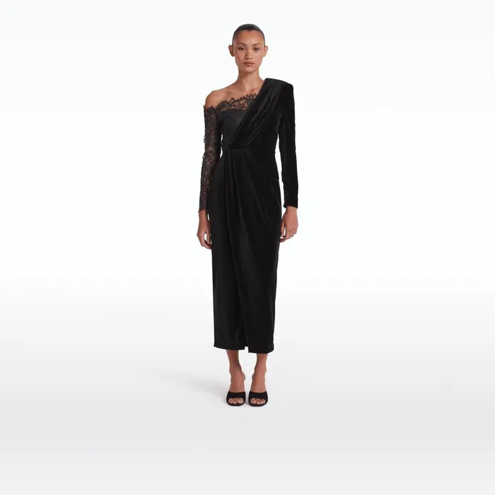 Safiyaa Ruth Black Midi Dress Women Dresses