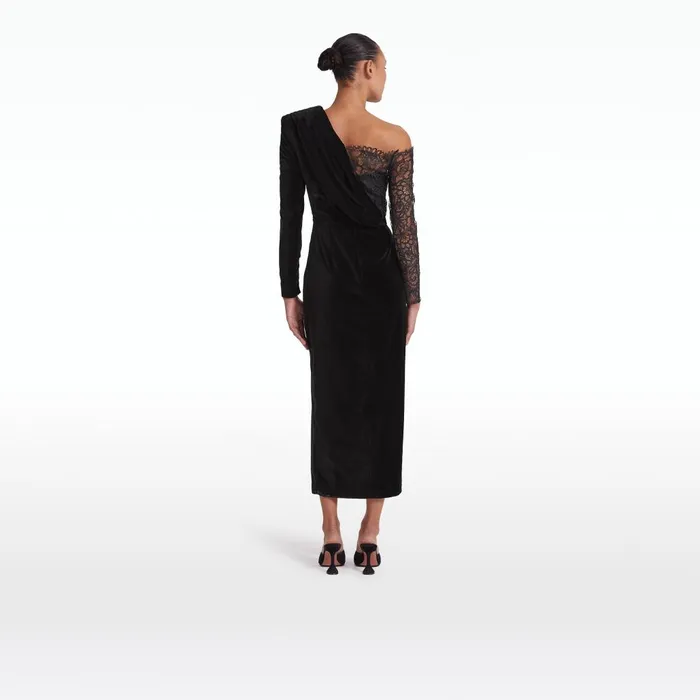 Safiyaa Ruth Black Midi Dress Women Dresses