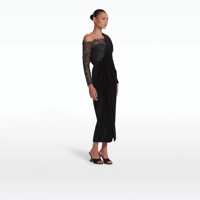 Safiyaa Ruth Black Midi Dress Women Dresses