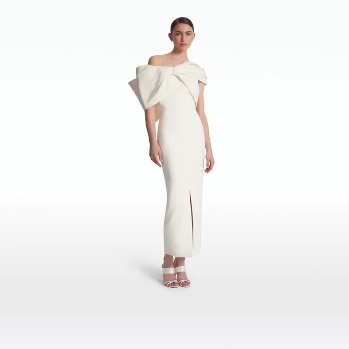 Safiyaa Stranna Ivory Midi Dress Women Dresses