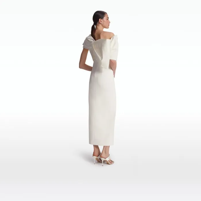 Safiyaa Stranna Ivory Midi Dress Women Dresses