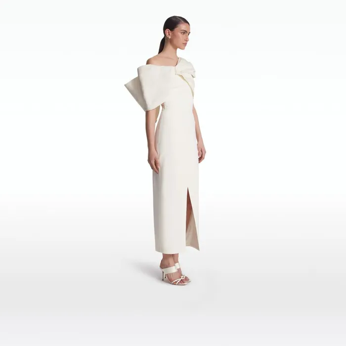 Safiyaa Stranna Ivory Midi Dress Women Dresses