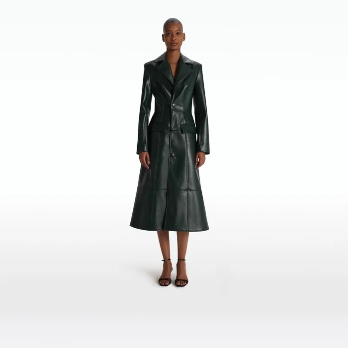 Safiyaa Willow Darkest Spruce Vegan Leather Coat Women Jackets and Coats
