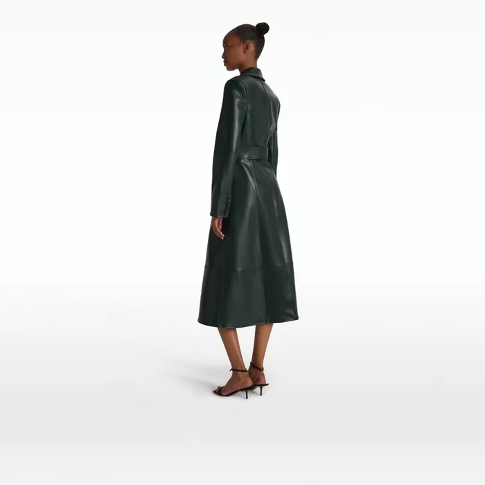 Safiyaa Willow Darkest Spruce Vegan Leather Coat Women Jackets and Coats